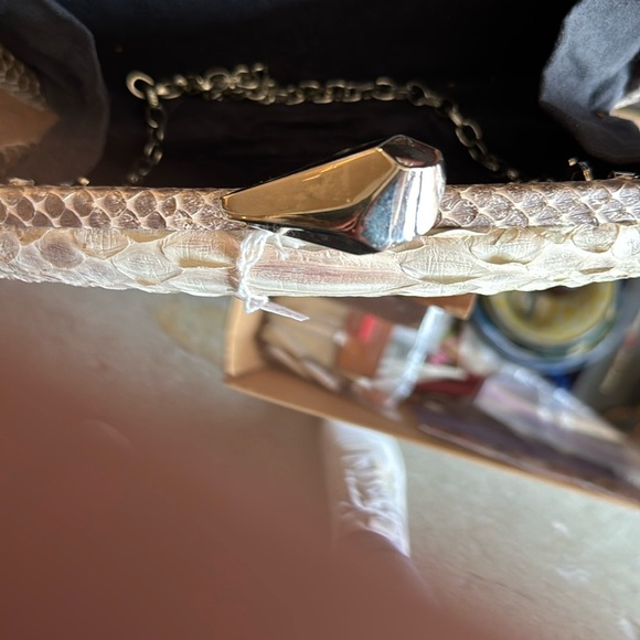 Genuine Handmade Python pillbox purse or clutch—chain strap inside - Picture 4 of 5
